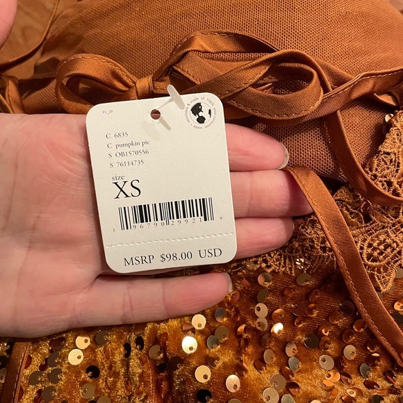 NWT Intimately by Free People That Girl Sequin Slip Pumpkin Pie​ - Picture 5 of 6
